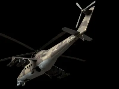   Mil Mi-24 Hind Attack Helicopter Low-poly 3D model