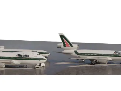 ALITALIA BOENG 747-143 BOENG 727-200 AND DC-10 3D model