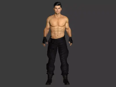 AAA 3D REALISTIC CHARACTER -HANDSOME MUSCULAR  MILITARY SURVIVAL Low-poly 3D model