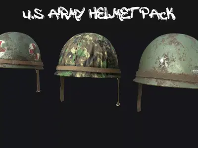 WW2 US Army Helmet PACK 3D Model Collection