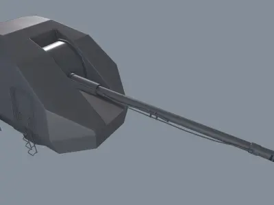 Ship Gun A-192M Low-poly 3D model