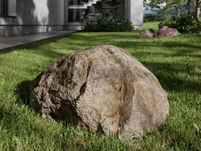  Warm Toned Mossy Rippled Large Rock Boulder Model 