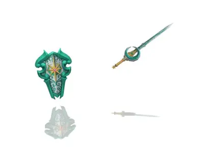 Moon - Sword and Shield Low-poly 3D model