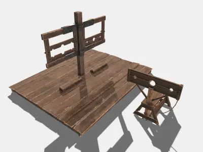 Medieval Stocks Low-poly 3D model