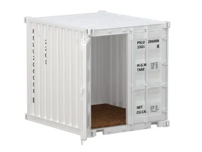 8ft Shipping Container White 3D model