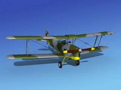 Dehavilland DH82 Tiger Moth V03 3D model