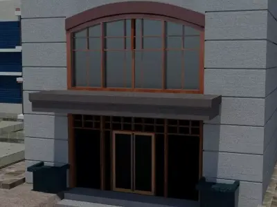 Commerical Building Low-poly 3D model