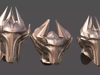 Sci Fi Fantasy Mandalorian style helmet 3 designs 3D model