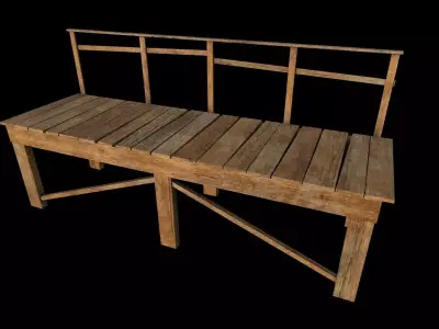 Bridge Low-poly 3D model wooden bench Low-poly 3D model