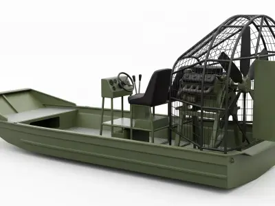 Realistic Modern Tactical Airboat Swamp Craft 3D Model Low-poly 3D model
