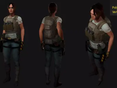 Female  Australian military Low-poly 3D model