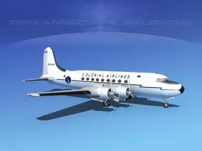 Douglas DC-4 Colonial Airlines 3D model