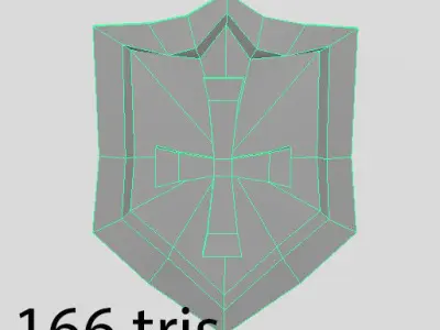 Collection of shields Lowpoly model 12 options UV Free low-poly 3D model