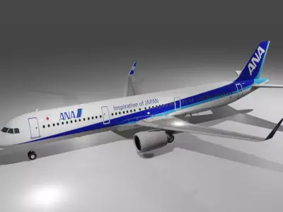 ANA Airbus a321neo 3D Model Low-poly 3D model