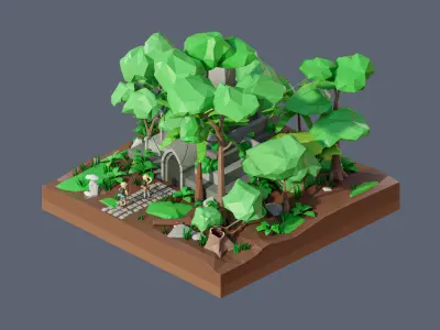 land 1A Low-poly 3D model