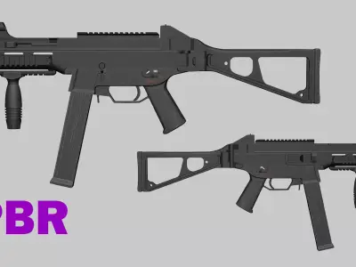 UMP 45 Submachine Gameready Gun Low-poly 3D Model Low-poly 3D model