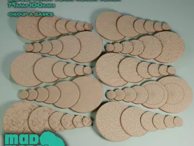 60 BASES - VARIOUS SIZES - GROUP A - DND character bases 3D print model