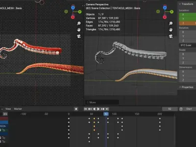 Tentacle Animation System Low-poly 3D model