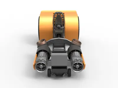 Pulling tractor with 2 jet engines Scale 1 to 25 3D print model