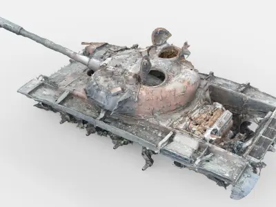 Burned Tank Wreck 01 3D model