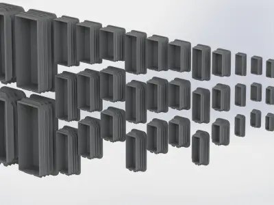 Set of rectangular plugs Low-poly 3D model