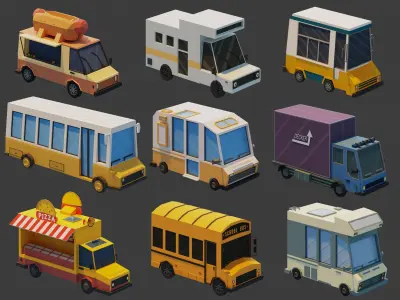 Low Poly Vehicles Low-poly 3D model