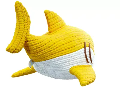 Knitted doll baby shark 3D model