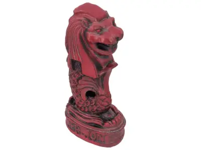 Merlion Figurine - High and Low Poly versions Low-poly 3D model