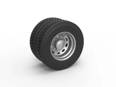 10 Oval Hole Rear double wheel of semi truck Scale 1 to 25 3D print model