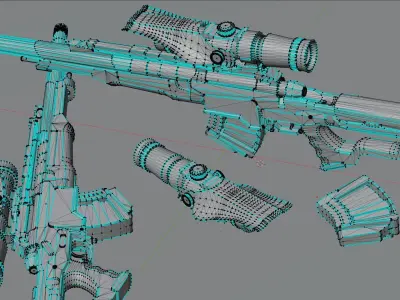 Stylized Sci-Fi Assault Snipe Laser Rifle Low-poly 3D model