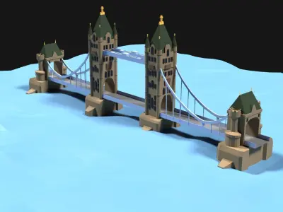 Lowpoly Tower Bridge Low-poly 3D model