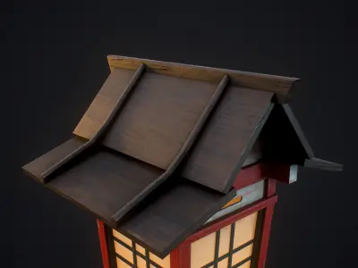 Japanese Lamp PBR Low-poly 3D model