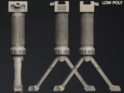 Tactical Hand Grip Bipod For Picatinny rail - Sand Skin Low-poly 3D model