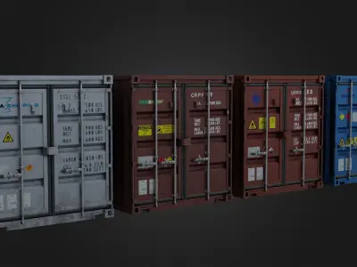 Shipping Containers - Combo Low-poly 3D model