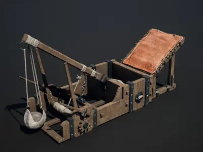 Medieval Siege Weapon - Onager Low-poly 3D model