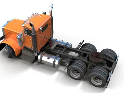 Peterbilt 359 day cab semitruck Low-poly 3D model