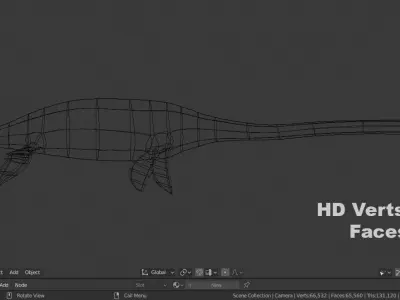 PLESIOSAURIO dinosaur swimming in ocean Low-poly 3D model