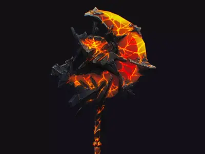 Axe Twohanded Large Mace Weapon Cutting Fantasy Melee Hatchet Low-poly 3D model