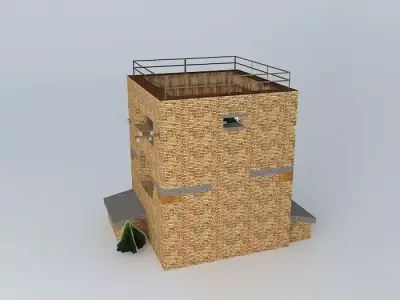 Derelict WWII Brick Bunker Low-poly 3D model