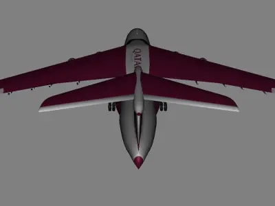 Passenger Plane Airbus Qatar Airways Low-poly 3D model