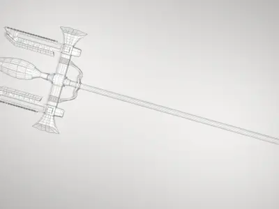 Trident Low-Poly metal pole with two sticks Low-poly 3D model