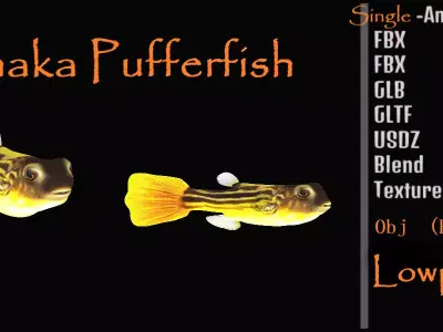 Fahaka Nile Pufferfish Low-poly 3D model