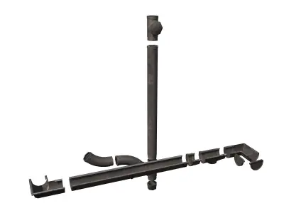 Old Steel Gutter System PBR Low-poly 3D model