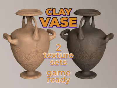 Ancient Ceramic Vase clay antique jug Low-poly 3D model