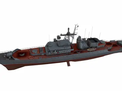 Krivak-class frigate Low-poly 3D model