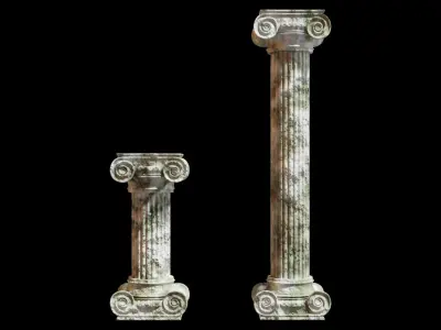 Old Ionic Column includes tall and a short one 3D model