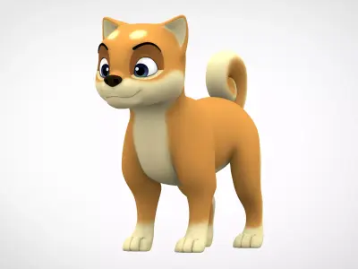 Shiba Inu Puppy Low-poly 3D model