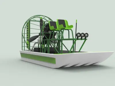 Airboat alligator boat with seats 3D model