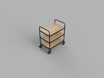 Free Trolley Wood and Stainless Steel Free 3D model