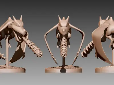 Aerodactyl flying and firing beam Pokemon OBJ STL 3D print model